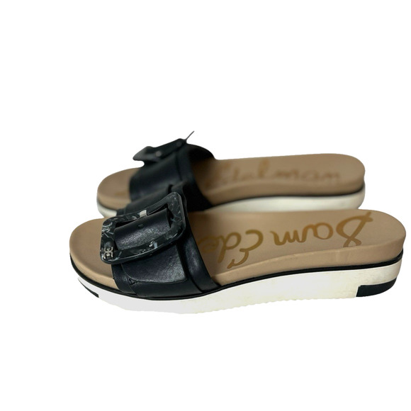 Sam Edelman Ariane Black Slip On Slides W/ Buckle 6.5 Preppy Coastal Classy - Picture 4 of 8